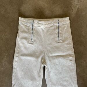 Designer sample Flare off white/ cream denim pants with double zipper- Jeans (0)